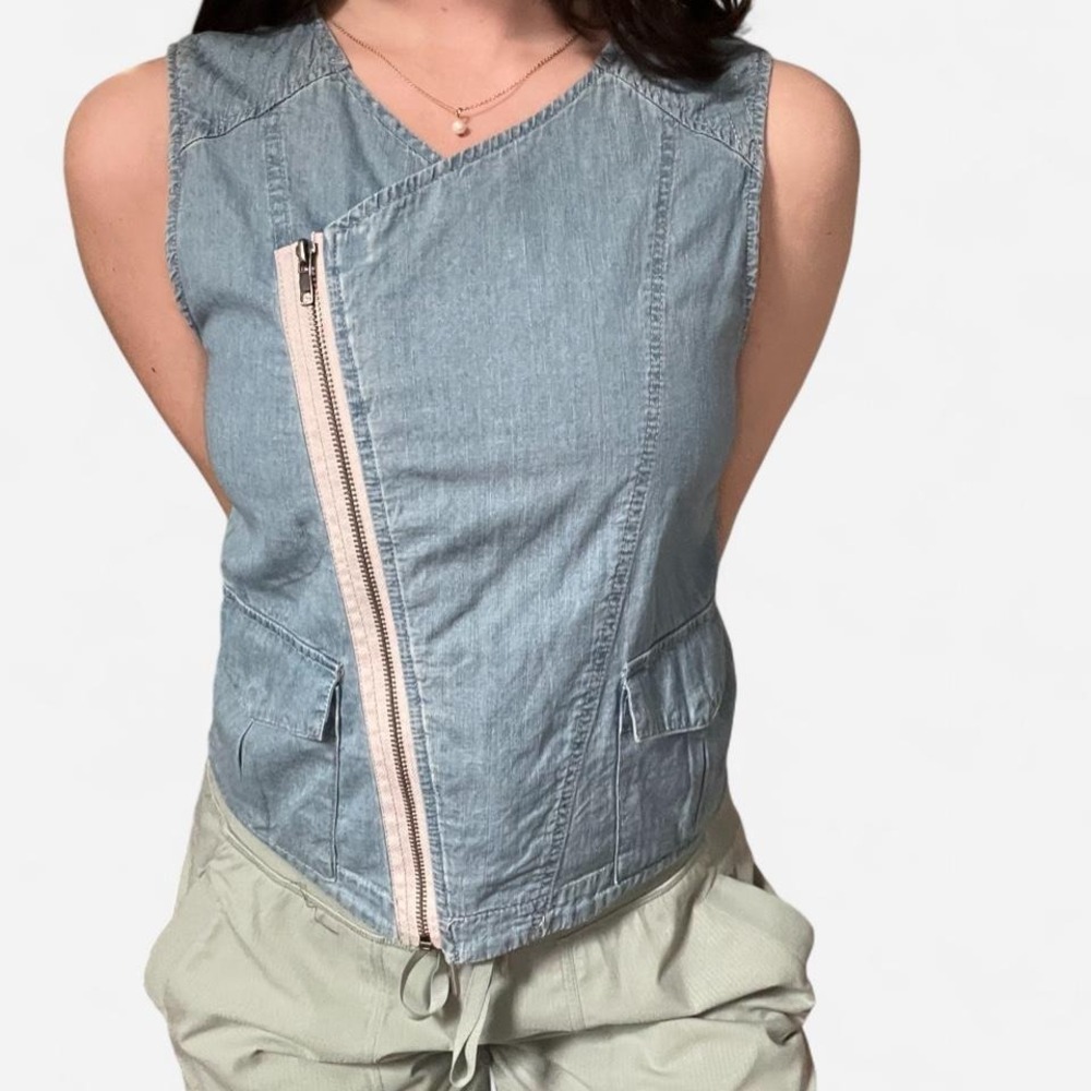 Sanctuary Blue Denim Zip up Vest